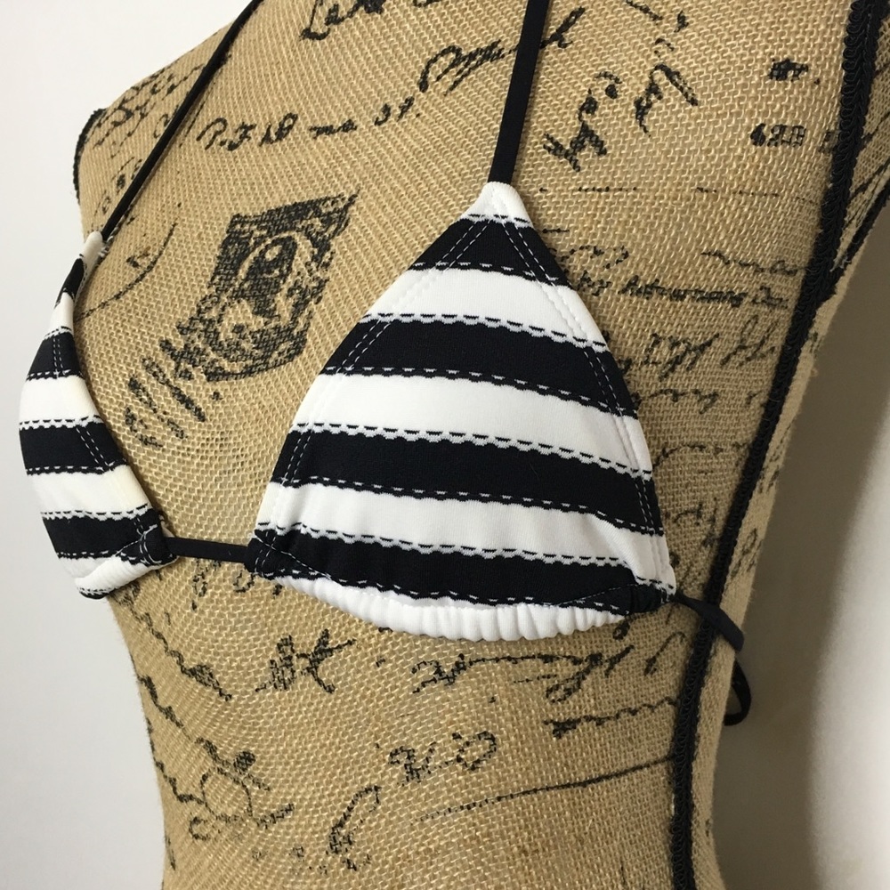 Wildfox Blue White Striped Triangle String Bikini… - image 3